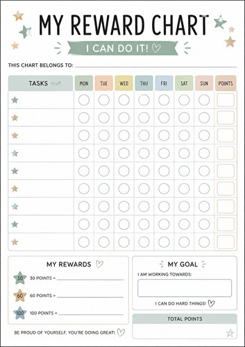 Kids reward chart weekly - reward,